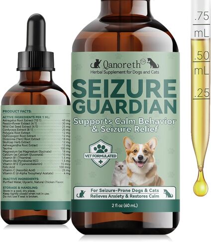 Seizure Guardian for Dogs and Cats – Helps Manage Seizure Symptoms, Helps Calm the Nervous System & Ease Twitching/Restlessness, Natural Herbal Formula with Passionflower & Ashwagandha & More, 2 Fl Oz in Kuwait