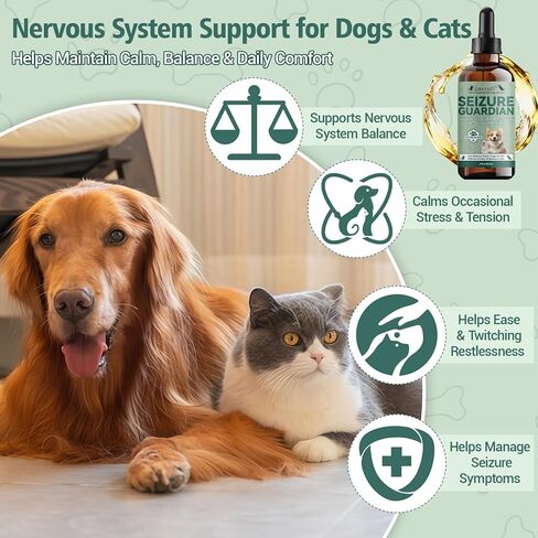 Seizure Guardian for Dogs and Cats – Helps Manage Seizure Symptoms, Helps Calm the Nervous System & Ease Twitching/Restlessness, Natural Herbal Formula with Passionflower & Ashwagandha & More, 2 Fl Oz in Kuwait