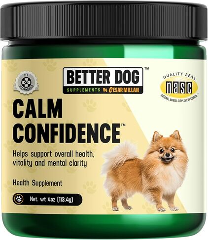 Better Dog Supplements Calm Confidence by Cesar Millan Natural Brain Support & Dog Cognitive Supplement – Energy, Vitality & Focus Supplement with Ashwagandha & Other Herbs – 4oz (60-Day Supply) in Kuwait