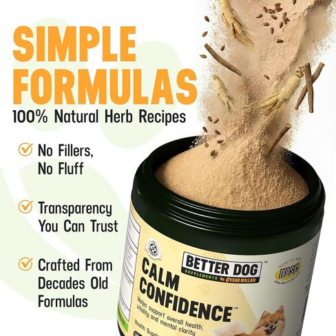 Better Dog Supplements Calm Confidence by Cesar Millan Natural Brain Support & Dog Cognitive Supplement – Energy, Vitality & Focus Supplement with Ashwagandha & Other Herbs – 4oz (60-Day Supply) in Kuwait