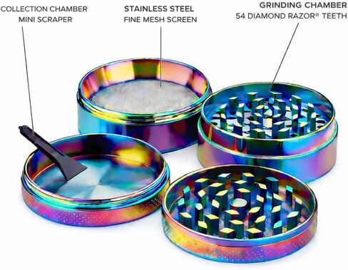 GOODGRINDER " Spice Grinder 4-Piece, 50mm x 1.65" Manual Spice Mill, Magnetic Lid, Heavy Duty Zinc Alloy, Easy Grip, Compact Portable Kitchen Tool, (Rainbow) in Kuwait