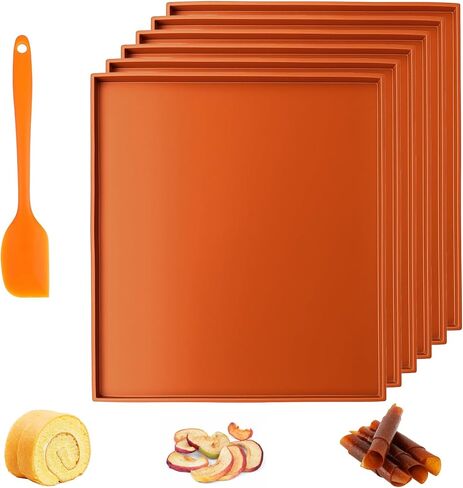 6PCS Silicone Dehydrator Trays 12 x 10 Inch Non-stick Dehydrator Mats with Silicone Scraper, Nonstick fruit leather trays High Temperature Resistance Reusable for Fruit Vegetables Meat Liquid Crackers in Kuwait