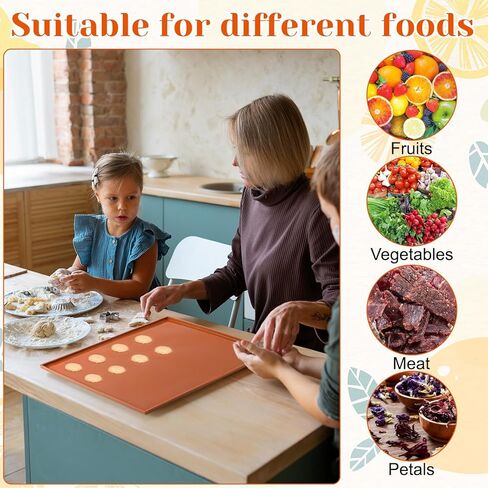 6PCS Silicone Dehydrator Trays 12 x 10 Inch Non-stick Dehydrator Mats with Silicone Scraper, Nonstick fruit leather trays High Temperature Resistance Reusable for Fruit Vegetables Meat Liquid Crackers in Kuwait