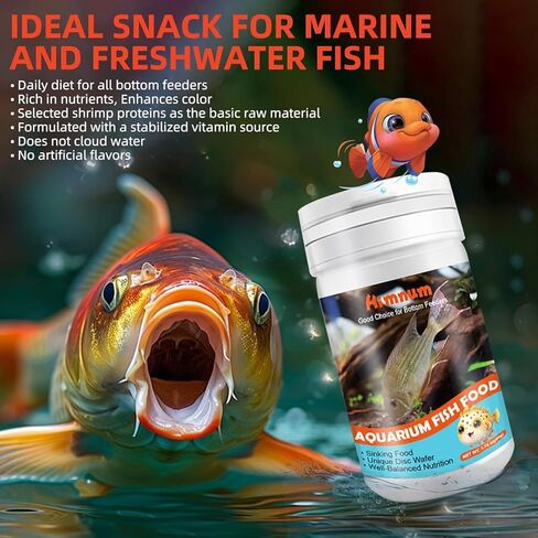Aquarium Fish Food, Nutritionally Balanced Shrimp Fish Food, Daily Diet for All Bottom Feeders, Fresh Seafood Formula, 1.76 Ounces in Kuwait