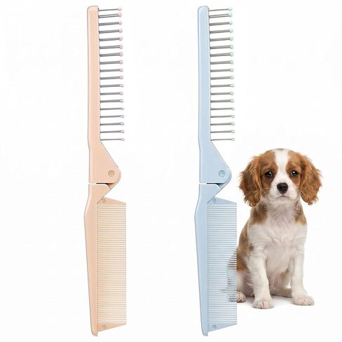 2 Pcs Folding Small Dog Grooming Brush Puppy Brush for Small Dogs Ideal Puppy Hair Brushes Dog Combs for Shih Tzus Yorkies Maltipoos and Breeds in Kuwait