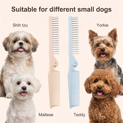 2 Pcs Folding Small Dog Grooming Brush Puppy Brush for Small Dogs Ideal Puppy Hair Brushes Dog Combs for Shih Tzus Yorkies Maltipoos and Breeds in Kuwait