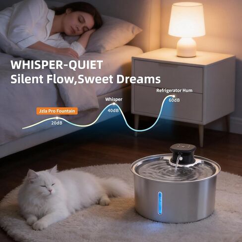 Wireless Cat Water Fountain,Cat Water Fountain Stainless Steel 3.2L/108oz Large Capacity Battery Operated Pet Water Fountain Indoor with Motion Sensor for Cats Dogs BPA-Free(P01B) in Kuwait