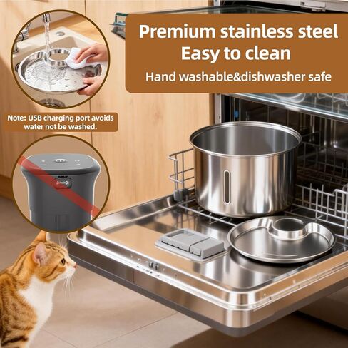 Wireless Cat Water Fountain,Cat Water Fountain Stainless Steel 3.2L/108oz Large Capacity Battery Operated Pet Water Fountain Indoor with Motion Sensor for Cats Dogs BPA-Free(P01B) in Kuwait