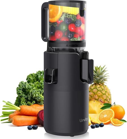 Juicer Machines, 5.3" Large Feed Chute Cold Press Juicer with Double Press Technology, 400W Motor, High Juice Yield, Easy to Clean, Masticating Juicer for Whole Vegetables & Fruits, Dark Black in Kuwait