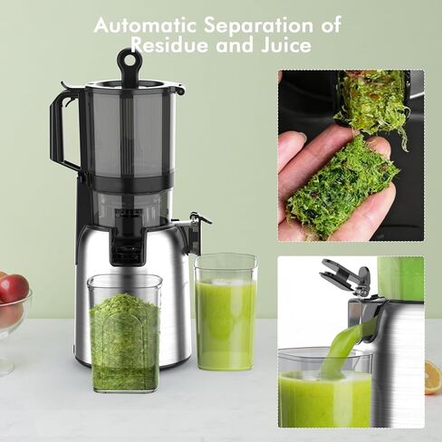 Kismile 300W Cold Press Juicer, 5.4" Wide Feed Chute, Slow Masticating Juicer Machines Vegetable and Fruit, Electric Juicers Juice Maker with Reverse Function, Stainless Steel Juicer Easy to Clean in Saudi Arabia