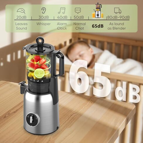 Kismile 300W Cold Press Juicer, 5.4" Wide Feed Chute, Slow Masticating Juicer Machines Vegetable and Fruit, Electric Juicers Juice Maker with Reverse Function, Stainless Steel Juicer Easy to Clean in Saudi Arabia