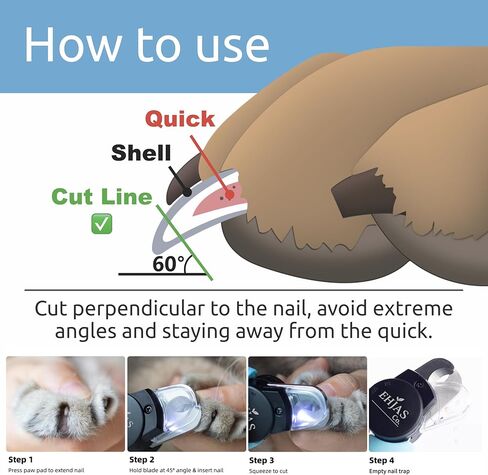 Dog Nail Clippers with LED Light & Quick Sensor, Pet Nail Trimmer with Safety Guard, Nail Catcher & Filer, Professonal Grooming Clippers for Dogs & Cats (Blue) in Kuwait