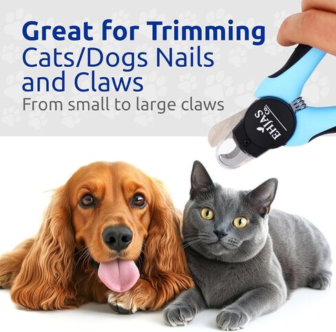 Dog Nail Clippers with LED Light & Quick Sensor, Pet Nail Trimmer with Safety Guard, Nail Catcher & Filer, Professonal Grooming Clippers for Dogs & Cats (Blue) in Kuwait