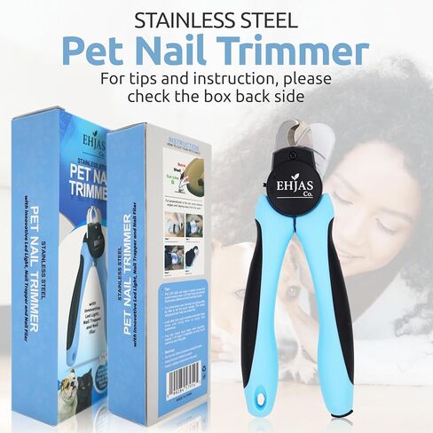 Dog Nail Clippers with LED Light & Quick Sensor, Pet Nail Trimmer with Safety Guard, Nail Catcher & Filer, Professonal Grooming Clippers for Dogs & Cats (Blue) in Kuwait