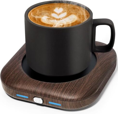 Mug Warmer - 3-Temp Settings Coffee Mug Warmer for Desk with 4 Hrs Auto Shut Off, Fastest Heating & Smart Wood Candle Warmer - Ideal Coffee Gifts Accessories Keep Beverages Coffee Warmer in Kuwait