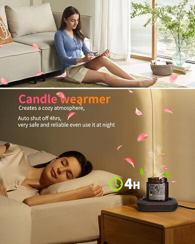 Mug Warmer - 3-Temp Settings Coffee Mug Warmer for Desk with 4 Hrs Auto Shut Off, Fastest Heating & Smart Wood Candle Warmer - Ideal Coffee Gifts Accessories Keep Beverages Coffee Warmer in Kuwait