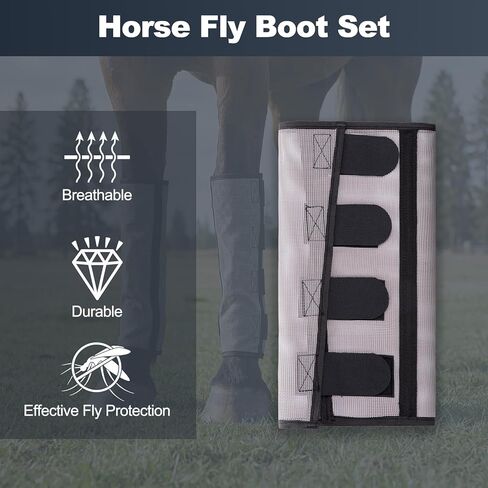 Fly Boots for Horses Set of Four Adjustable Loose Fitting Leggings for Horses Breathable Plastic Mesh Leg Protection, Reduce Stressful Stomping and Fatigue in Kuwait
