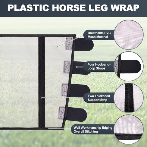 Fly Boots for Horses Set of Four Adjustable Loose Fitting Leggings for Horses Breathable Plastic Mesh Leg Protection, Reduce Stressful Stomping and Fatigue in Kuwait