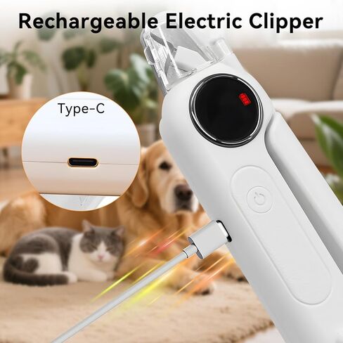 مقص ومطاحن أظافر الكلاب - أداة تشذيب 2 في 1 مع شاشة LCD وأضواء LED ومبرد أظافر مخلب القطط مع واقي واقٍ وقابل لإعادة الشحن وأظافر الحيوانات الأليفة الكهربائية الصامتة الاحترافية in Kuwait