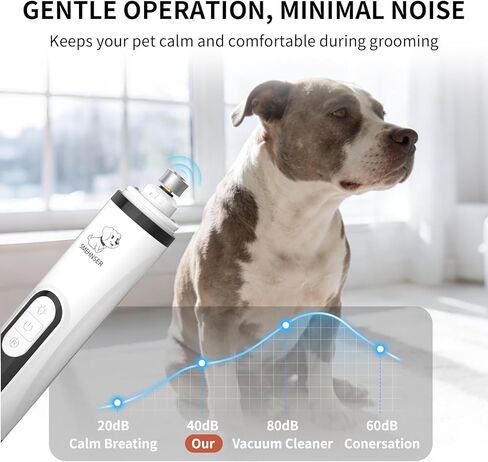YFL Dog Nail Grinder، أداة تشذيب أظافر الحيوانات الأليفة فائقة الهدوء بثلاث سرعات مع أضواء LED، مقص أظافر كهربائي منخفض الاهتزاز للكلاب والقطط، كفوف غير مؤلمة وتنعيم الحيوانات الأليفة الصغيرة والمتوسطة والكبيرة in Kuwait
