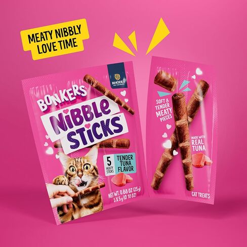 Bonkers Nibble Sticks Tuna Flavour Soft & Meaty Tender Treats for Cats, 5 Sticks (Pack of 20) in Kuwait