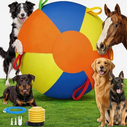 Herding Ball for Dogs,22 Inch Calming Jumbo Ball for Dogs,Training Balls with Heavy-Duty Handle Cover and Pump,Interactive Dog Toy Herding Ball for Australian Shepherd, Border Collie, Large Breed in Kuwait