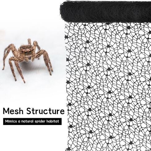 DQITJ 2 Pack Jumping Spider Netting Enclosure Large Size Climbing Webs with Magnets Silk Cocoons Nest for Tarantula Mantis Spoods invertebrates (Black, 9.8 x 177 inches) in Kuwait