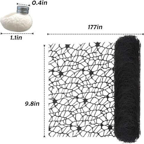 DQITJ 2 Pack Jumping Spider Netting Enclosure Large Size Climbing Webs with Magnets Silk Cocoons Nest for Tarantula Mantis Spoods invertebrates (Black, 9.8 x 177 inches) in Kuwait