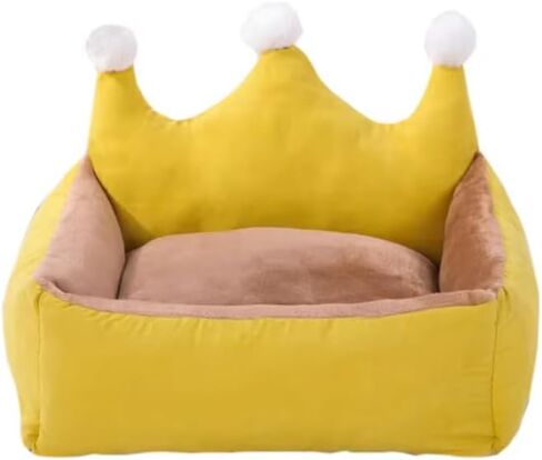Cute Crown Pet Princess Beds for Small Dogs Luxurious Crown Dog Priness Beds Winter Warm Puppy Cat Sofa Bed Shih Tzu Yorkies Kennels Removable Mascotas Supplies (Pink Crown, S Below 4.0kg) in Kuwait