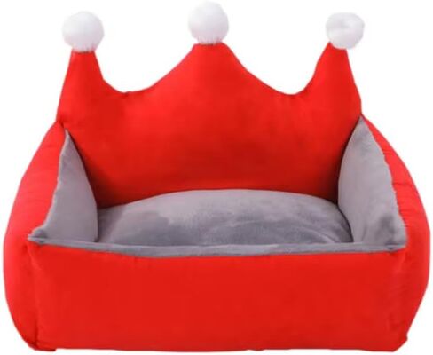 Cute Crown Pet Princess Beds for Small Dogs Luxurious Crown Dog Priness Beds Winter Warm Puppy Cat Sofa Bed Shih Tzu Yorkies Kennels Removable Mascotas Supplies (Pink Crown, S Below 4.0kg) in Kuwait