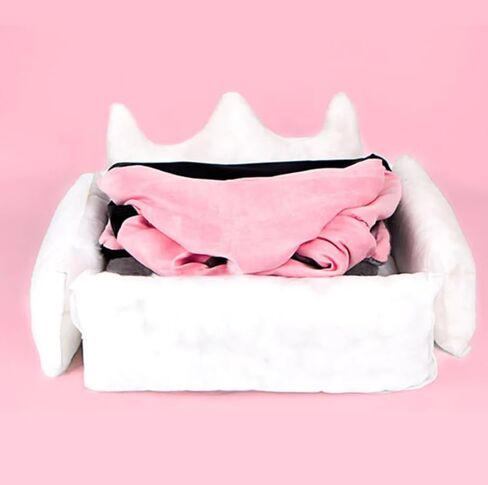 Cute Crown Pet Princess Beds for Small Dogs Luxurious Crown Dog Priness Beds Winter Warm Puppy Cat Sofa Bed Shih Tzu Yorkies Kennels Removable Mascotas Supplies (Pink Crown, S Below 4.0kg) in Kuwait