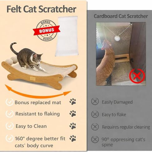 Cat Scratcher Bed Bone Shape Wooden Cat Sofa Bed with Ball Toy Indoor Cat Scratching Lounge Bed Durable Pet Recliner for Cats in Kuwait