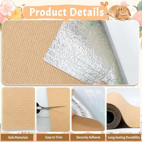 Rabbit Scratching Pad Set, 12 Inch X 6.56 Bunny Scratch Pad with Bunny Toys & Scissors, Trimmable Self-Adhesive Mat for Claw Teeth Care, Cage & Furniture Protector for Rabbits Small Animals in Saudi Arabia
