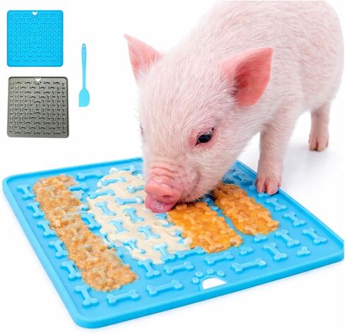 3Pcs Pig Enrichment Toys, Silicone Lick Mat for Mini Pigs with Spatula, Suction Cup Slow Feeder Enrichment Mat for Powder Slurry, Soft Food & Pellets, Toy for Mini Pigs. in Kuwait