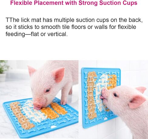 3Pcs Pig Enrichment Toys, Silicone Lick Mat for Mini Pigs with Spatula, Suction Cup Slow Feeder Enrichment Mat for Powder Slurry, Soft Food & Pellets, Toy for Mini Pigs. in Kuwait