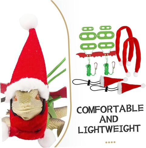 Adjustable Reptile Lizard Leash and Harness Set with Hat and Scarf, Small Bearded Dragon and Gecko Traction Rope for Outdoor Use, Holiday Pet Costume Accessory in Kuwait