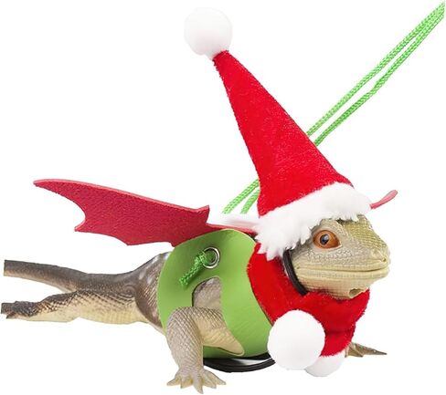 Adjustable Reptile Lizard Leash and Harness Set with Hat and Scarf, Small Bearded Dragon and Gecko Traction Rope for Outdoor Use, Holiday Pet Costume Accessory in Kuwait