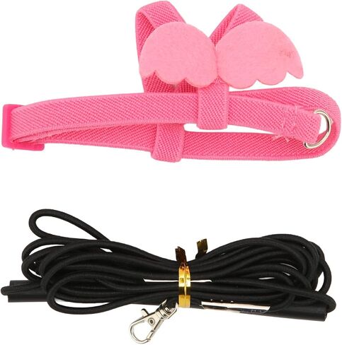 Bird Harness Leash Adjustable Ultra Light Traction Rope for Parrot Training, Bite, Comfortable Fit - Anti Chewing Design, Ergonomic Handle, Outdoor Use (Pink) in Kuwait