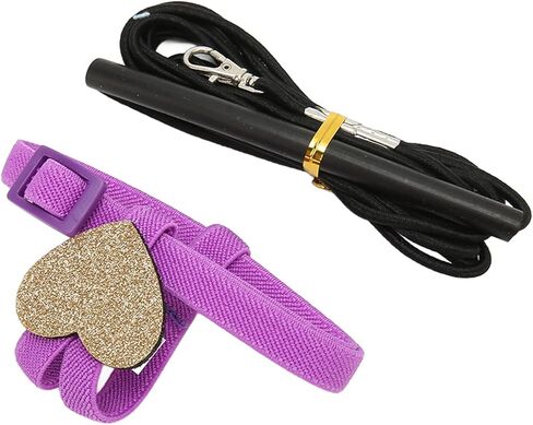 Pet Bird Harness Leash, Elastic Adjustable Lightweight Parrot Flying Leash Straps, Purple Small - Soft Comfortable Material, Heart - Shaped Adjustable Design, Ideal for Bird (M) in Saudi Arabia