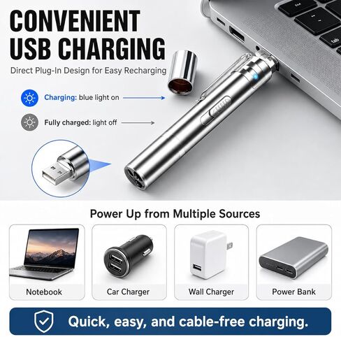 لعبة خفيفة تفاعلية للقطط، 3 أوضاع إضاءة و5 أنماط ممتعة، مؤشر USB قابل لإعادة الشحن للقطط/الكلاب/الطيور، شحن سريع لمدة 20 دقيقة، لعبة مطاردة القطط المحمولة من الفولاذ المقاوم للصدأ مع كاشف الدودة الحلقية ومصباح يدوي in Kuwait