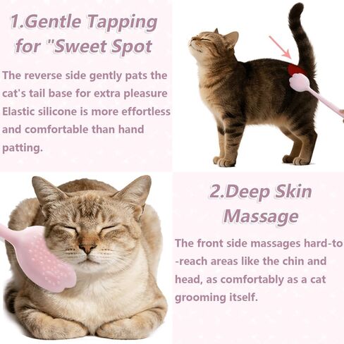 Cat Interactive Head & Tail Base Massage Wand, Mimics Cat Tongue Papillae & Grooming Behavior, Delivers Deep Massage & Gentle Patting. For Adult Cats Only. Prevents Scratches and Builds Bond in Kuwait