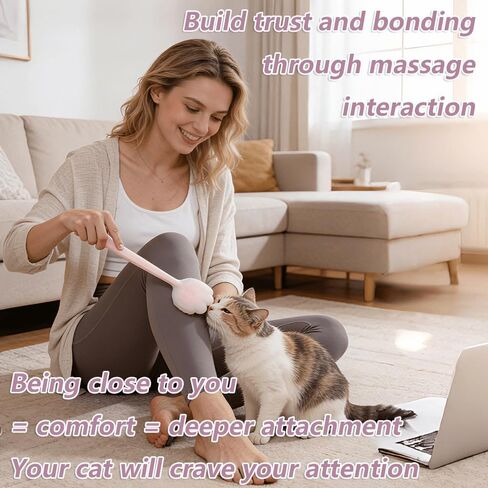 Cat Interactive Head & Tail Base Massage Wand, Mimics Cat Tongue Papillae & Grooming Behavior, Delivers Deep Massage & Gentle Patting. For Adult Cats Only. Prevents Scratches and Builds Bond in Kuwait