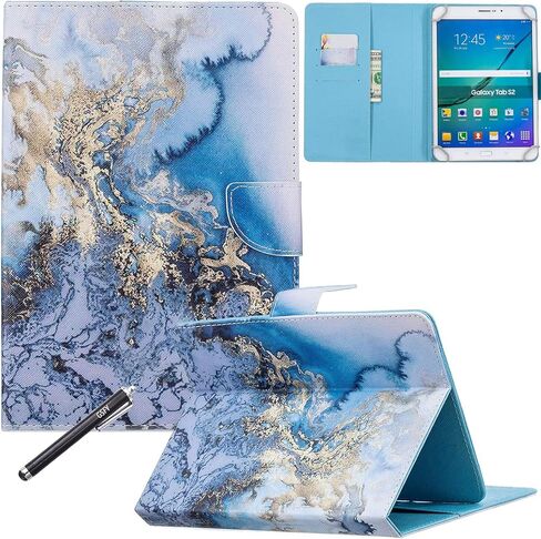 حافظة عالمية للكمبيوتر اللوحي مقاس 6.5-7.5 بوصة، وغطاء حامل محفظة ملون Newshine لجهاز Samsung Galaxy Tablet مقاس 7.0 بوصة، وAmazon Kindle Fire 7/HDX 7 وغيرها من الطرز مقاس 7 بوصة - رخام أزرق in Saudi Arabia