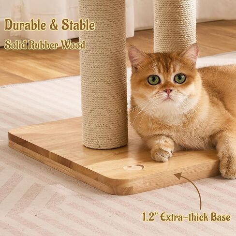 Modern Solid Wood Cat Tree for Indoor Cats Large Adult, 50in Tall Cat Tower with Sisal Scratching Posts, Cat Scratcher Cardboard, Cozy Cat Beds Cave Condo, Multi-Level Cat Furniture in Kuwait