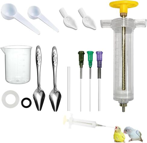 Baby Bird Feeding Syringe Set, 12-Piece Small Pet Parrot Feeder Hand Feeding Tubes Kit, Parrot Feeder Tubes Measuring Tools, for Baby Birds Small Pet in Kuwait