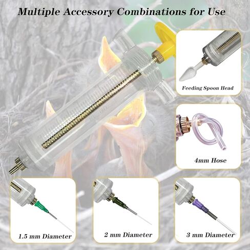 Baby Bird Feeding Syringe Set, 12-Piece Small Pet Parrot Feeder Hand Feeding Tubes Kit, Parrot Feeder Tubes Measuring Tools, for Baby Birds Small Pet in Kuwait
