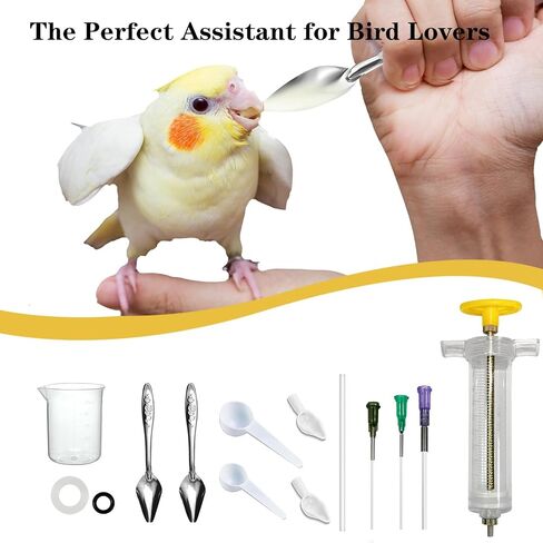 Baby Bird Feeding Syringe Set, 12-Piece Small Pet Parrot Feeder Hand Feeding Tubes Kit, Parrot Feeder Tubes Measuring Tools, for Baby Birds Small Pet in Kuwait