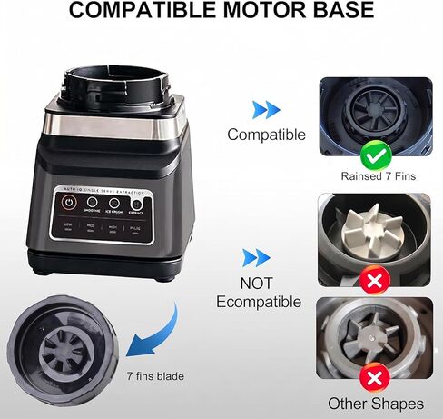7 Fins Blade Replacement Parts Compatible with Ninja Blender Top Lid Accessories for Ninja Auto iQ BL480 BL482 BL642 BL682 NN102 ect.- Ninja Blades Replacement in Saudi Arabia