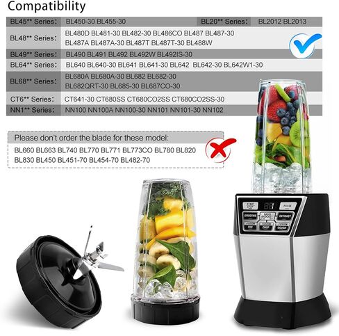 7 Fins Blade Replacement Parts Compatible with Ninja Blender Top Lid Accessories for Ninja Auto iQ BL480 BL482 BL642 BL682 NN102 ect.- Ninja Blades Replacement in Saudi Arabia