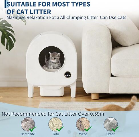 Garvee Self-Cleaning Cat Litter Box, Automatic Smart Pet Litter Box, Large Capacity for Multiple Cats, WiFi-Enabled App Control with Safety Sensors w/Garage Bags in Kuwait